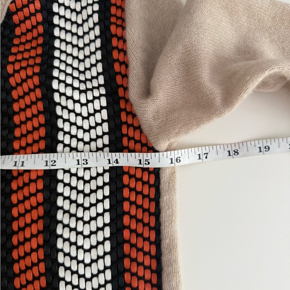 Tory Burch Womens XXS Beige Multicolor Chevron Fringe Knit Wool Cashmere Sweater - Picture 7 of 10